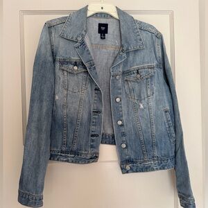 Gap distressed denim jacket, size L